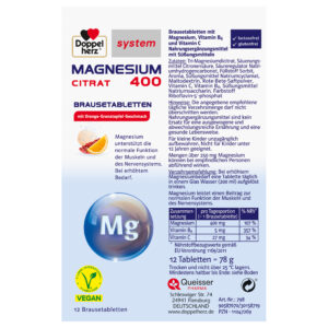 Doppelherz SYSTEM Magnezij 400 CITRAT, 24 šumečih tablet - slika 2