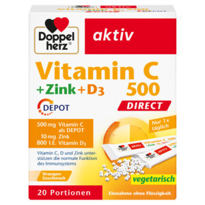 Doppelherz AKTIV Vitamin C 500+ cink + D3, DIREKT, granule, 20 vrečic