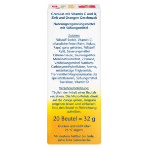 Doppelherz AKTIV Vitamin C 500+ cink + D3, DIREKT, granule, 20 vrečic - slika 3