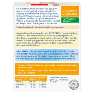 Doppelherz AKTIV Vitamin C 500+ cink + D3, DIREKT, granule, 20 vrečic - slika 2