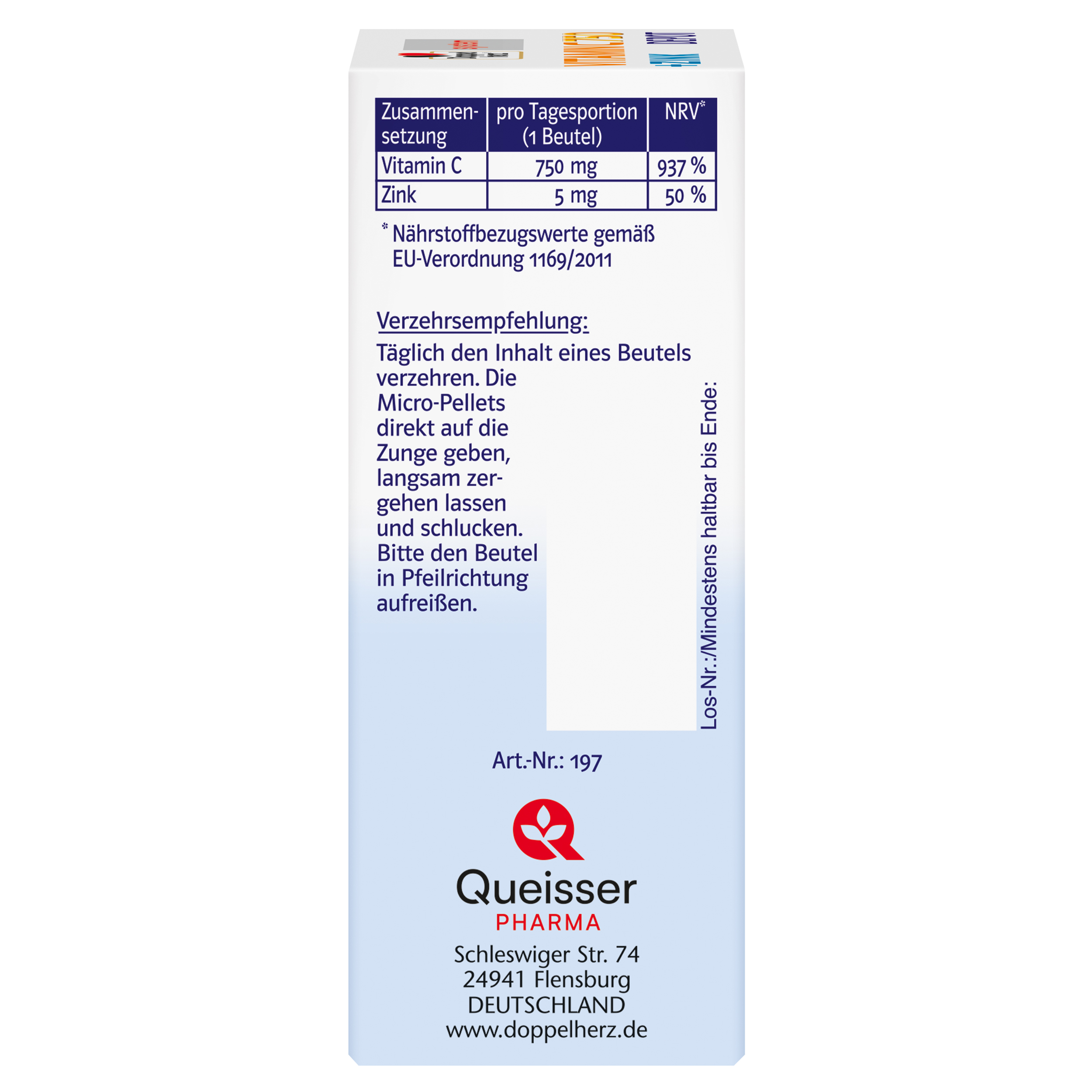 Doppelherz SYSTEM Vitamin C 750 + cink, DIREKT, 20 vrečic - slika 4