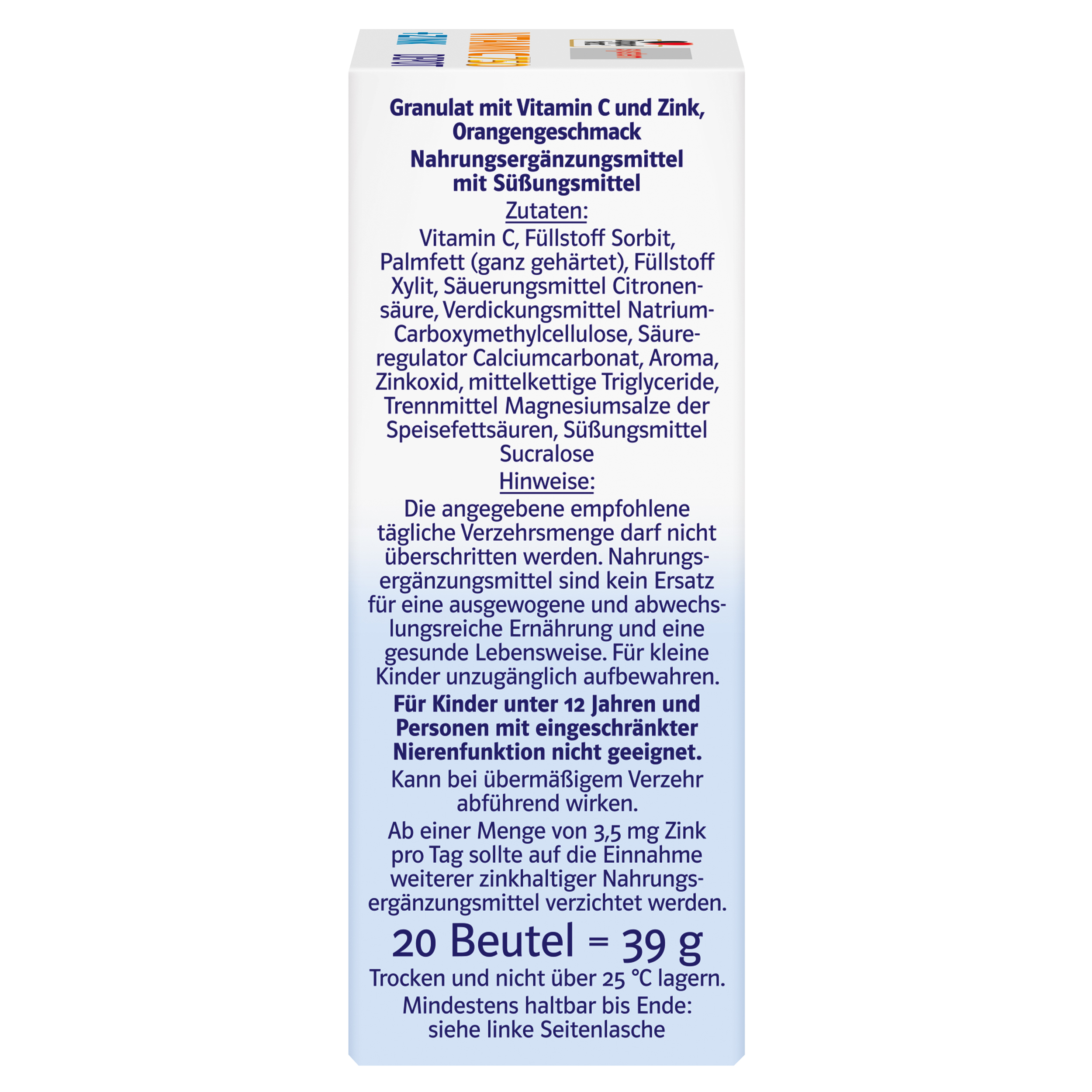 Doppelherz SYSTEM Vitamin C 750 + cink, DIREKT, 20 vrečic - slika 3