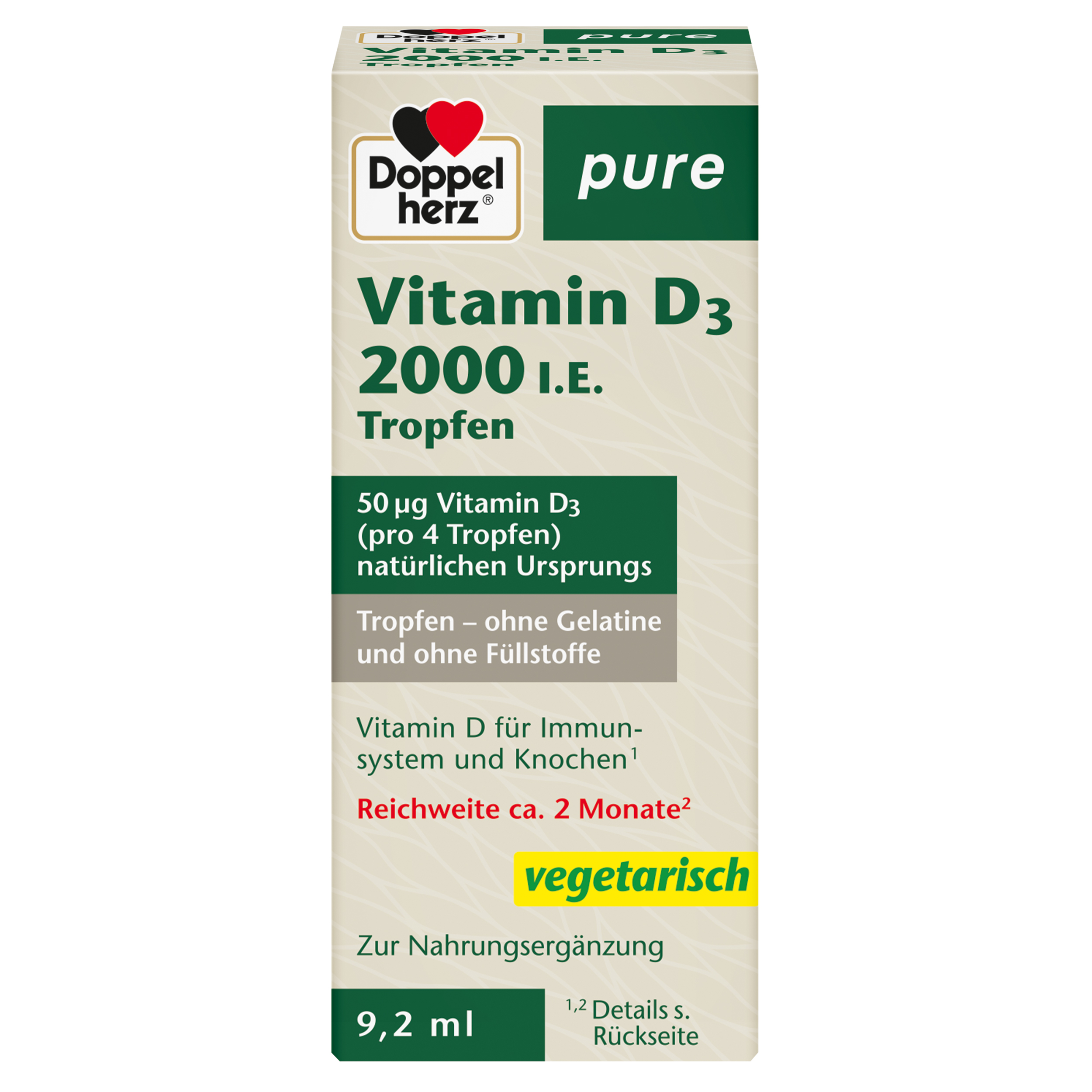 Doppelherz PURE Vitamin D3 2000IE kapljice, 9,2 ml