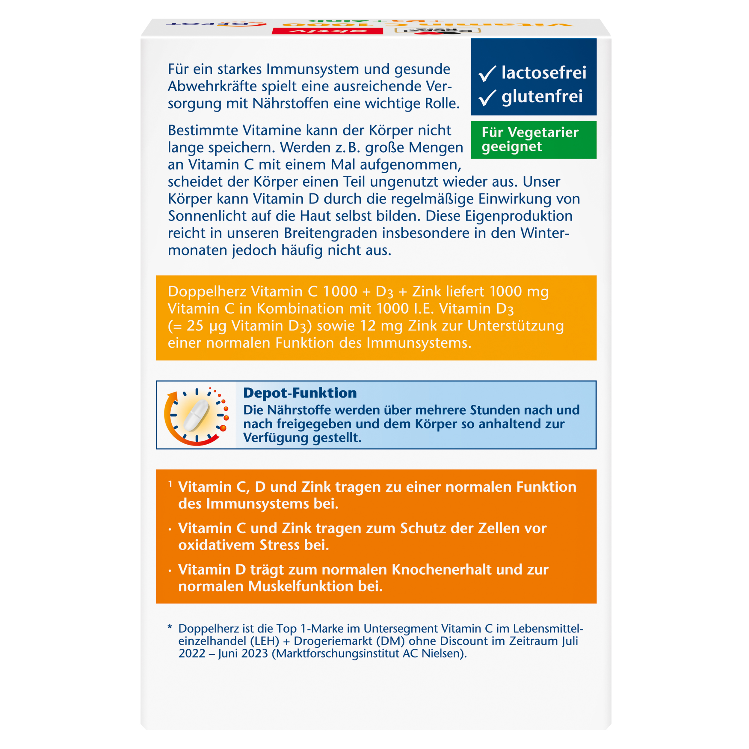 Doppelherz AKTIV Vitamin C 1000 + D3 + cink, 30 tablet - slika 4