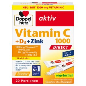 Doppelherz AKTIV vitamin C1000 + D3 + cink DIREKT 20 vrečic