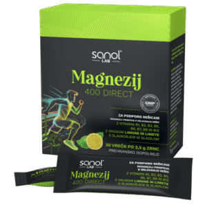 Sanol LAB Magnezij 400 Direct, okus limona in limeta, 30 vrečk