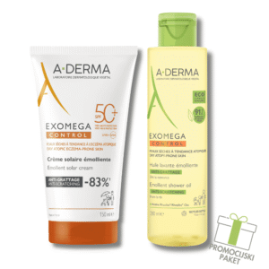 A-DERMA EXOMEGA CONTROL krema SPF50+ 150 ml + A-DERMA EXOMEGA CONTROL emolientno olje 200 ml