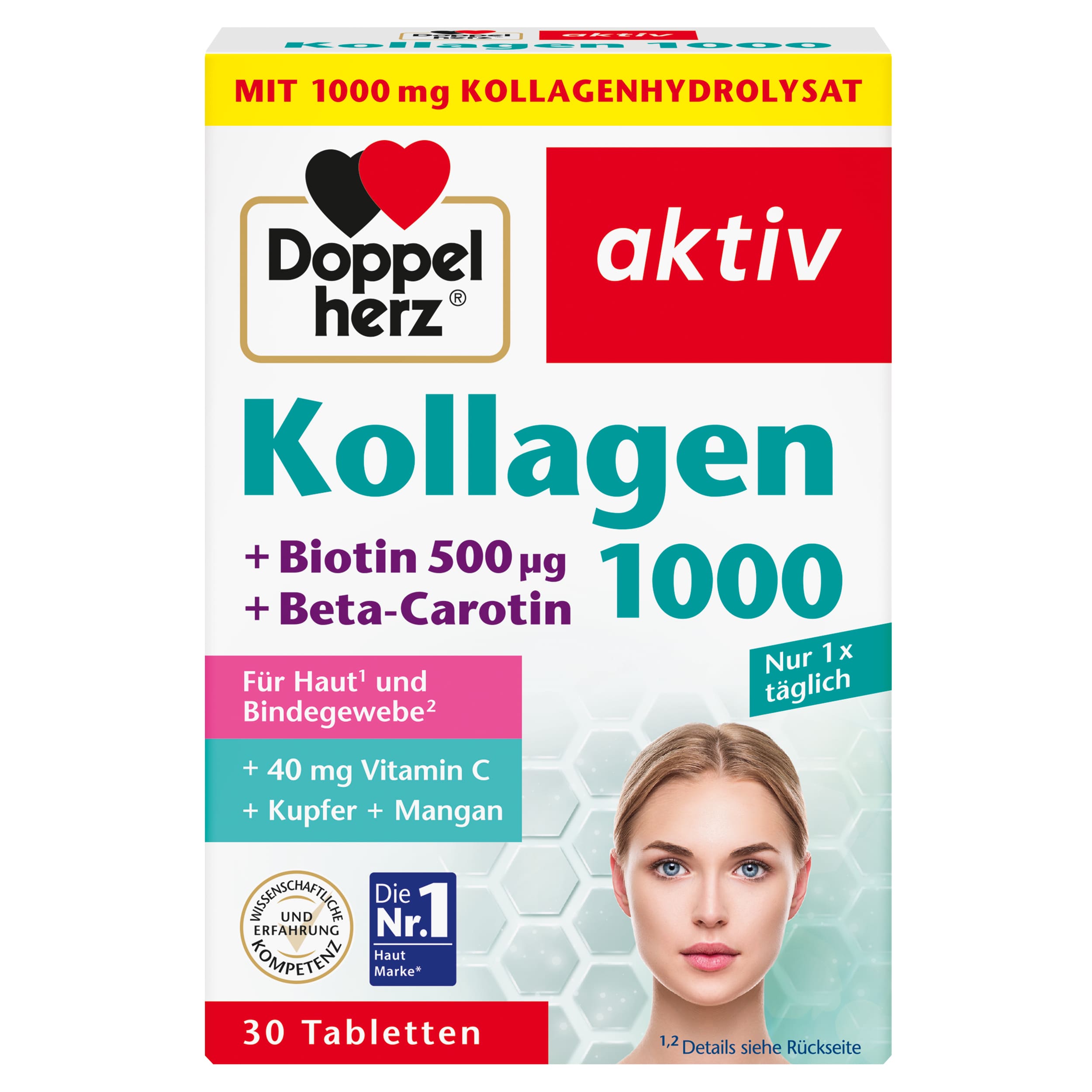 Doppelherz AKTIV Kolagen 1000 + biotin + betakaroten tablete 30x