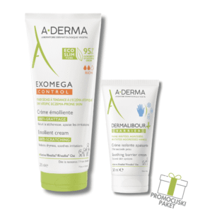 A-DERMA EXOMEGA CONTROL emolientna krema 200 ml + A-DERMA DERMALIBOUR barrierna krema 50 ml