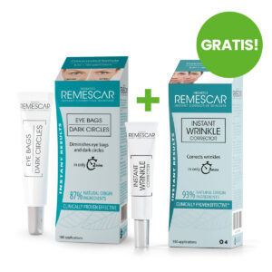 PAKET: REMESCAR KREMA PROTI PODOČNJAKOM IN VREČICAM POD OČMI, 8ml + INSTANT KOREKTOR GUB, 8 ml GRATIS